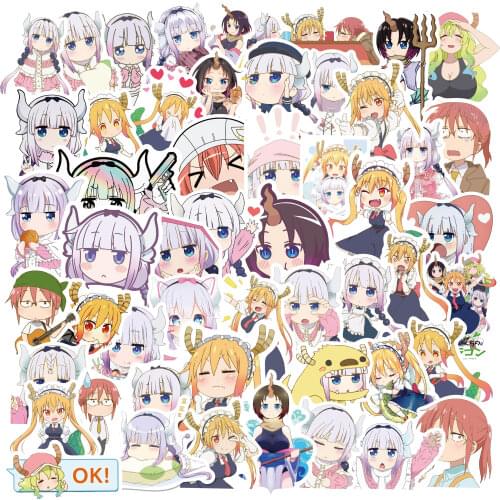10/50pcs Anime Sticker Miss Kobayashis Dragon Maid Cute Girl Decals for Skateboard Laptop Luggage Waterproof Car Sticker toys