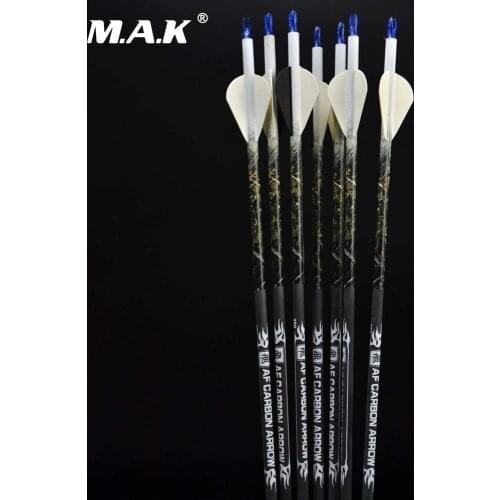 6/12pcs Spine 400 Pure Carbon Arrow Archery Arrow 30 Inches for Compound Bow Arrow 7.5mm Carbon Shaft