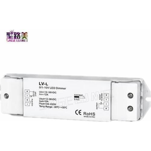 DC12V-36V 0/1-10V LED dimming driver 1 channel 0/1-10V input, 1CH PWM constant voltage CV 12A output LED Dimmer Controller