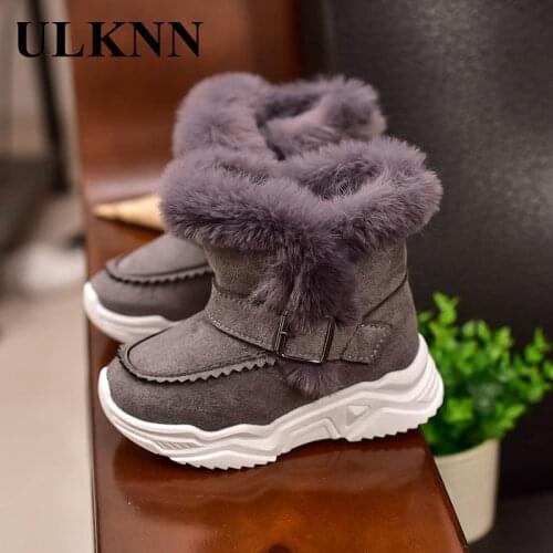 Girls Plush Snow Boots 2021 Winter Kids Short Boots Kids Thick Cotton Shoes Teen Outdoor Winter Non-slip Baby Boy Shoes Warm