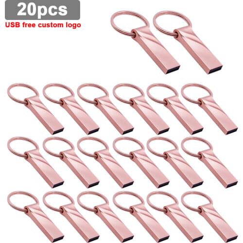 20pcs/lot custom logo USB Flash Drive 64GB Metal Pen Drive 32gb memory memori cel usb stick High Speed Pendrive Key u disk gift