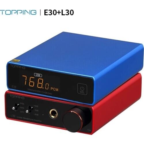 TOPPING E30 COLOR TOPPING L30 Headphone Amplifier AK4493 Decoder XU208 32BIT/768K DSD512 Touch Operation Preamp for Hi-Res DAC