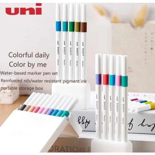 Japan UNI EMOTT Fiber Hook Line Note Pen Set Everfine0.4 Watercolor Pen Hand Account Marker 40 Colors Optional