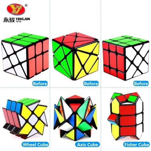 YJ Wheel magic speed cube Yongjun Axis puzzle cubes sticker professional Fisher cubo magico 3x3x3 educational toys for children