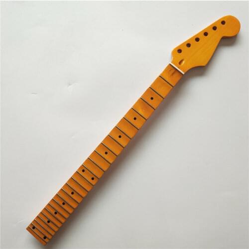 Full Scalloped 24 Frets Maple Electric Guitar Neck Part Replacement Maple Fingerboard Yellow