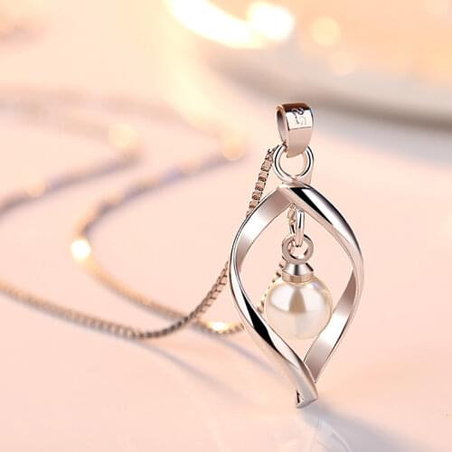 Female 925 Sterling Silver Gyrate Pearl Pendants And Necklaces For Women Wedding Pearl Vintage Jewelry Gift GaaBou Jewellery