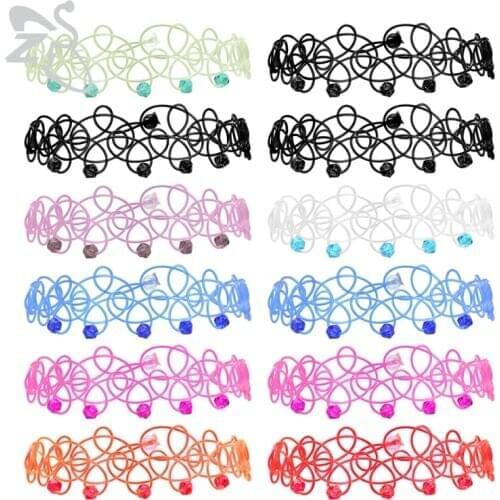ZS Collares Vintage Stretch Tattoo Choker Bracelets For Women Girl Charm Gothic Elastic Bracelet Female Wedding Jewelry Gift
