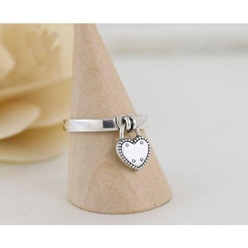 Bewill Free Shipping Real 925 Sterling Silver Ring Love Lock Love Pendant Rings For Womens Gift Banquet Jewelry