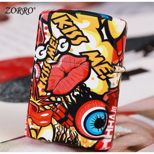 ZORRO Fashion eye color printing pattern Kerosene gasoline petroleum oil cigarette lighter Creative outdoors igniter man gift