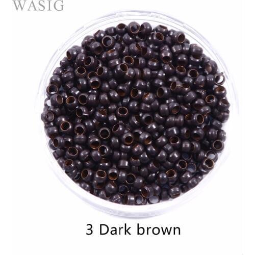 1000pcs 2.5mm Micro Nano rings , for hair extensions, 3# dark brown color