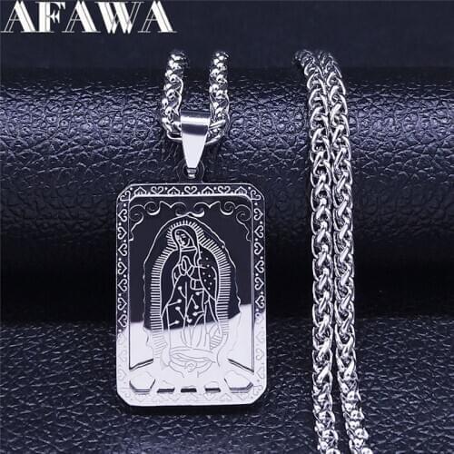 2021 Hip Hop Stainless Steel Goddess Long Necklaces Women/Men Silver Color 3 Layers Necklaces Jewelry chaine homme N6003S02