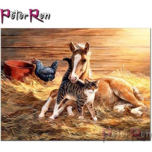 5D DIY Diamond Painting Horse cat hen Full Square/Round Diamond mosaic diamond embroidery Animal Rhinestone sticker cross stitch