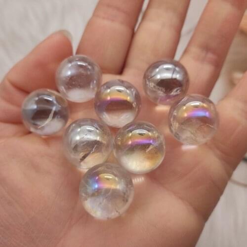 8pcs Natural crystal quartz rare and beautiful white halo titanium quartz ball crystal ball mineral healing specimen halo