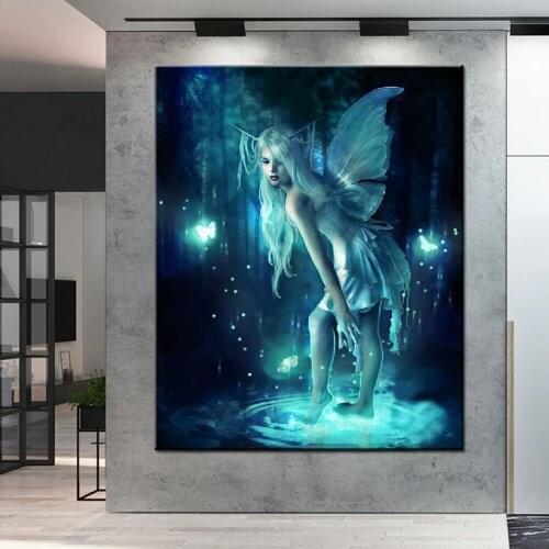 5D Diy Diamond Painting Night elf girl Full Square Round Rhinestone Embroidery Mosaic Wall Aesthetic Art Home Decoration gift