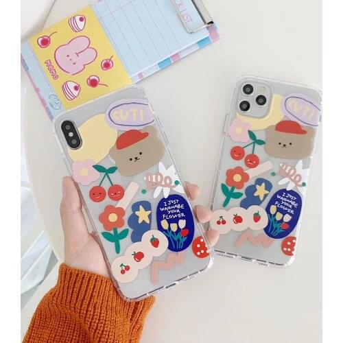 Cartoon Bear Phone Case For Apple iphone 11 Pro X XS Max XR Soft TPU Back Cover For iphone 7 8 plus 7plus SE 2020 Clear Case