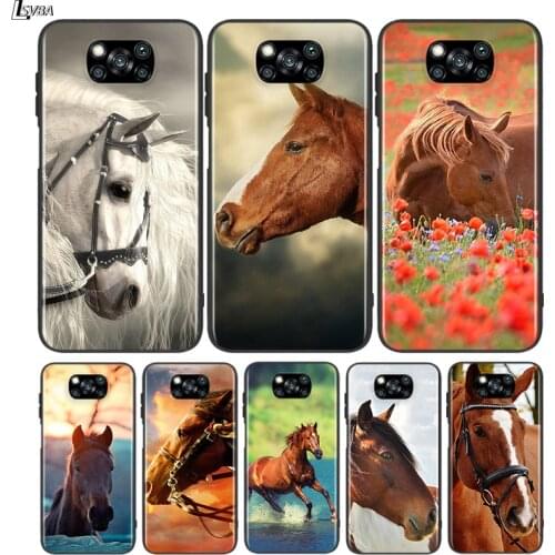 Black Cover Animal Horse for Xiaomi Mi Mix 3 A3 A2 A1 Poco M3 M2 C3 X3 X2 NFC F2 F1 CC9 CC9E Pro Phone Case