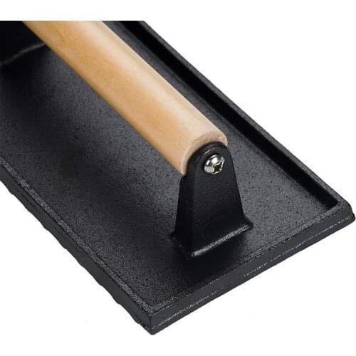 Cast Iron Grill Press Wooden Handle Steak Weight Bacon Squid Cheese BBQ Pressure Plate Kitchen Tools