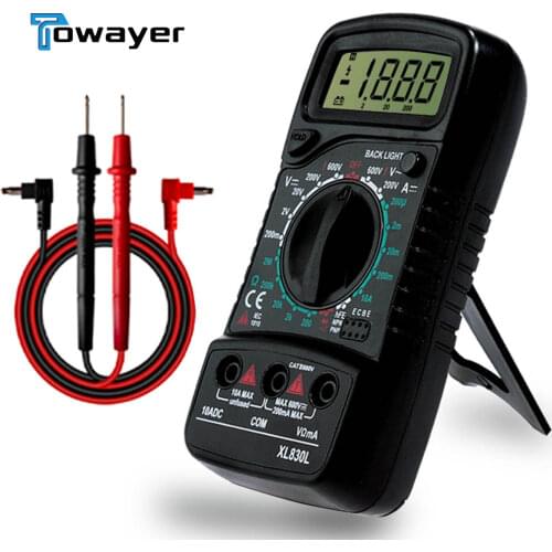 Rainwayer Handheld LCD Digital Multimeter 1999 XL830L AC/DC Voltage Amp Current Resistance Tester Blue Backlight Meter