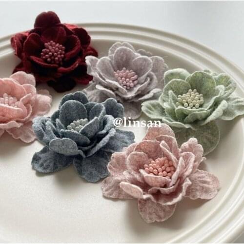 2.2" New Decoration Artificial Craft Leather Flowers For Kids Girl Hair Accessory Mauve Color DIY Flowers For Wedding Decoration