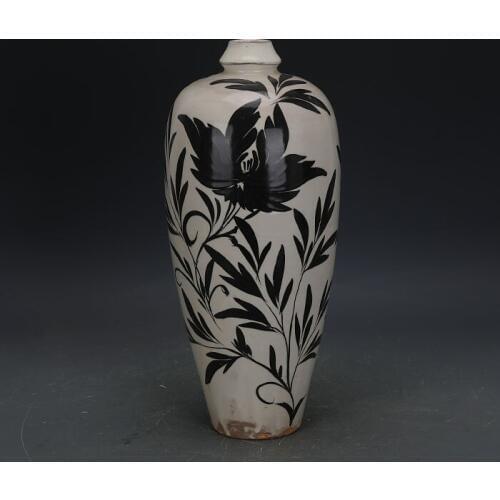 Antique SongDynasty porcelain vase,Cizhou kiln white engraved bottle,Hand-painted crafts,Collection&Adornment,Free shipping