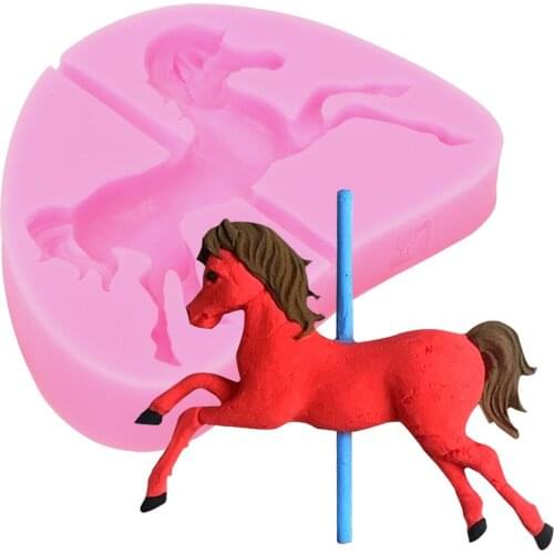 Fondant Mold Cake Tools Decorating Kitchen Accessories Carousel Horse Shape 3D Silicone Mould Silicone Cake Mold