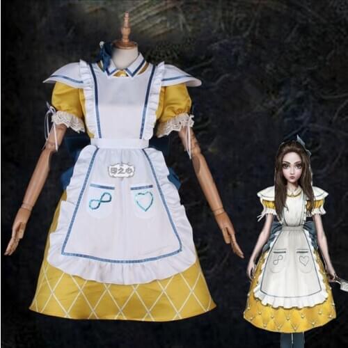 Hot Game Alice Madness Returns alice Apron Dress Yellow Maid Outfit Halloween Cosplay Costume A