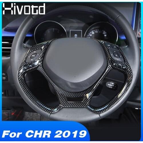 Hivotd For Toyota Chr C-HR 2020 2019 2018 Steering Wheel Cover ABS Chrome Frame Garnish Car Accessories Interior Decoration