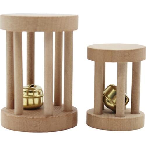 Hamster Toy Natural Wooden Molar Chewing Toy Built-In Bell Parrot Squirrel Guinea Pigs Chinchilla Sport Small Pets Accessories