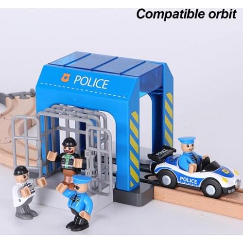 Simulation Plastic Toy Set Police Station Car Wash Room Urban Scene Safe Childrens Toy Set Compatible With Wooden Track
