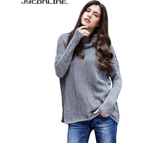 JYConline Autumn Winter Turtleneck Women Sweater And Pullovers Female Jumper Tops Casual Knitted Pullover Sweater Long Oversized