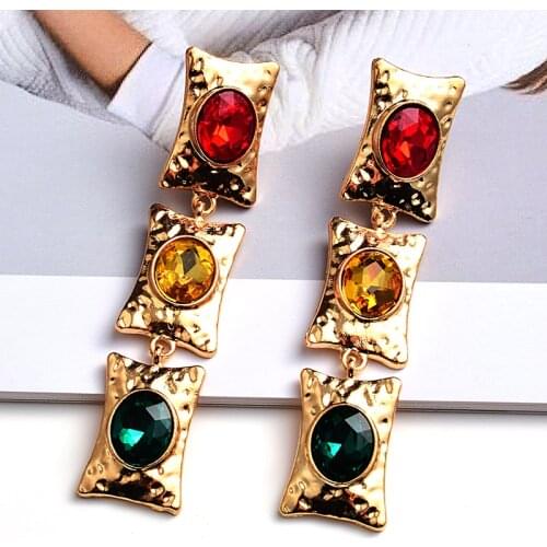 Korean Lovely Charm Earrings For Women Girls Jewelry Female Multicolored Rhinestone Drop Earrings Gifts Brincos