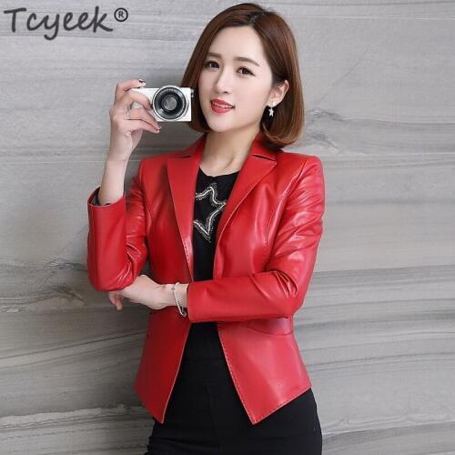 Tcyeek Genuine Leather Jackets Women Montone Natural Sheepskin Coat Female Slim Short Outwear Spring Autumn Clothes 2020 LWL1433