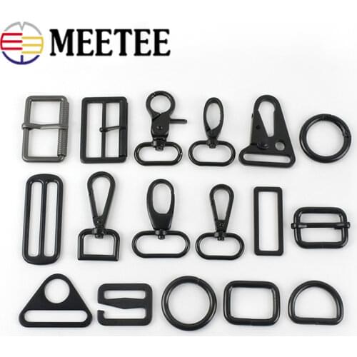 Meetee 5pcs 16-50mm Bag Accessories Metal Buckle Ring Hook Strap Adjust Hang Buckles DIY Webbing Side Clip Spring Hooks Hardware