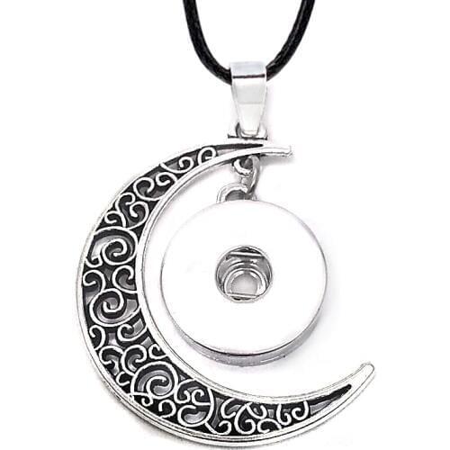 Fashion Interchangeable Metal Flower Moon Ginger Crystal Necklace 139 Fit 18mm Snap Button Pendant Charm Jewelry For Women Gift