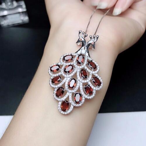 Natural garnet necklace, lovebird, fresh design, good gem quality, 925 silver material