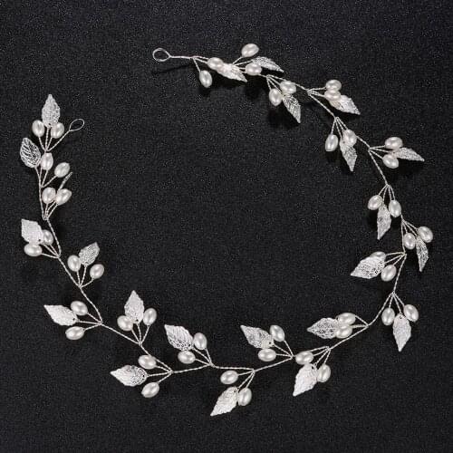 Silver Color Pearl Leaf Bridal Headband Wedding Hair Accessories Gold Color Headband Headdress Hair Vine Pearls Headpiece