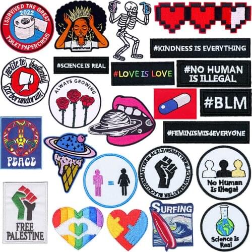 Punk Letter Patch Rock Clothing Stickers Iron On Hippie Patterned Patch Embroidered Patches On Clothes DIY Gay Fusible Badges