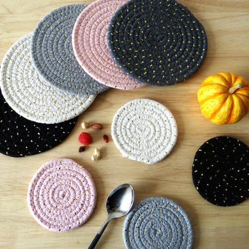2020 New Cotton Rope Drink Coasters Home Insulation Pad Resistant Christmas Table Placemats Bowl Kitchen Decoration Accessories