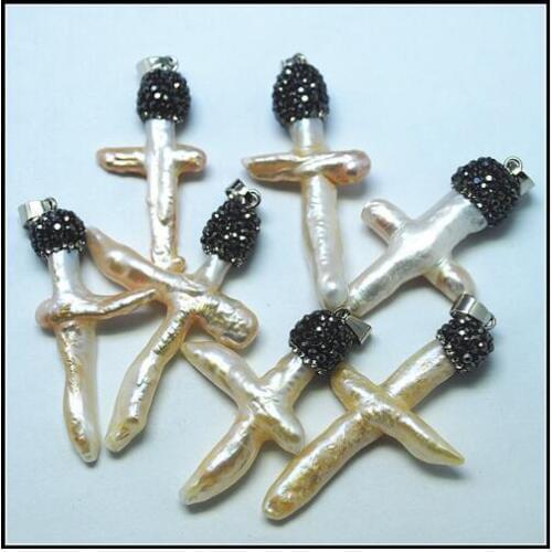 Charms pearl pendants cross shape fashion items mother of pearl cultured freshwater pearl diy beads accessories arrivals