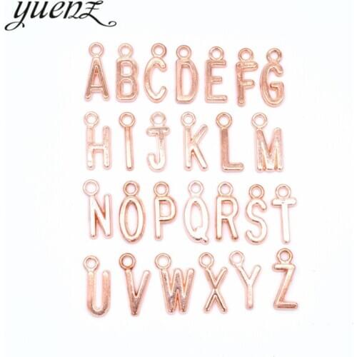 YuenZ 20pcs Alphabet Letter rose gold color Charms Jewelry Handmade Pendants Jewelry Making Handmade DIY Bracelet 15*10mm S109