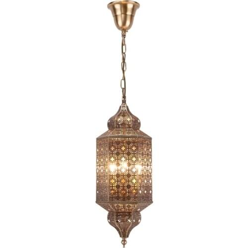 Arabic style full copper pendant lights Southeast Asia hollow carved lamps hotel living room kitchen bedroom retro lighting