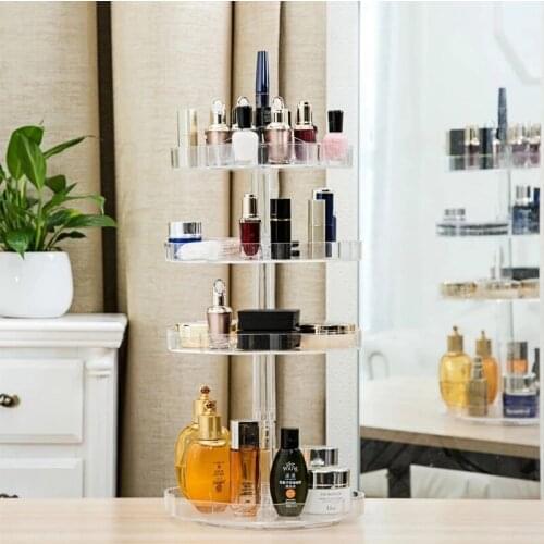 360 Degree Rotation Transparent Acrylic Cosmetics Storage Box Fashion Spin Multi-function Detachable Makeup Beauty Organizer