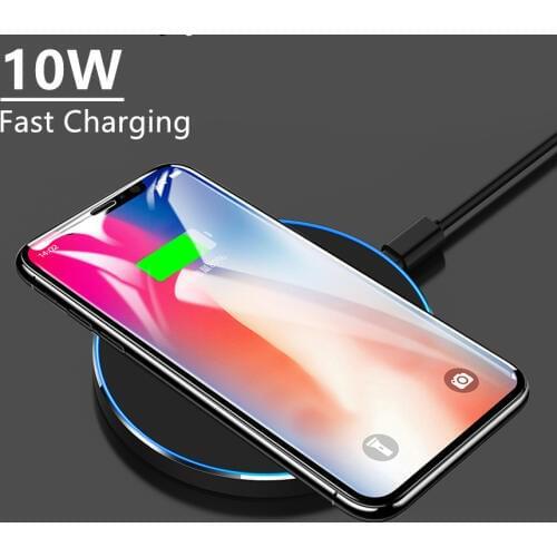 QI 10W Wireless Charger For iPhone XS Max XR X 8 QC 3.0 Fast Charging For huawei p30 pro p20 lite mate 20 USB car Charger Pad