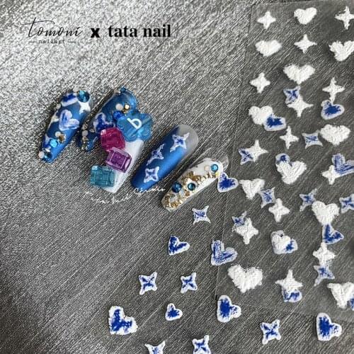 5D Relief Nails Art Stickers Decals Plaster Heart Twinkle Star Grain Abstract Art Self Adhesive Slider Wraps Manicure Decoration