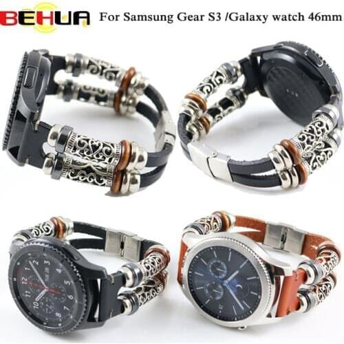 Genuine Leather band for Samsung Galaxy watch 46mm Strap Gear S3 Frontier Straps 22mm bracelet for Huawei watch GT strap 46 mm