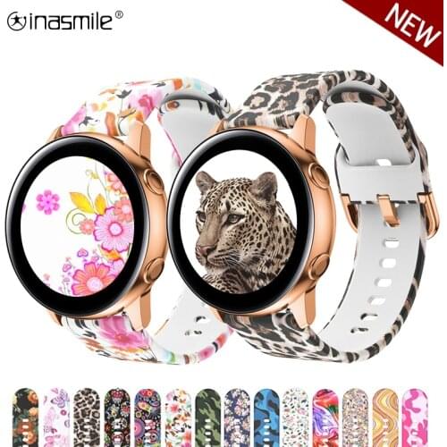 20mm 22mm Printing Silicone Watch band For Samsung Galaxy watch 3 41mm 45mm Gear S2 S3 Bracelet Strap For Samsung Active 2 1