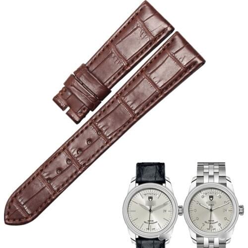 WENTULA watchbands for Tudor alligator skin /crocodile grain leather strap watch band