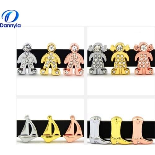 10pcs/lot Wholesale 8mm Mix Style Slide Charms Fit 8mm Wristband Bracelet LSSC79-373