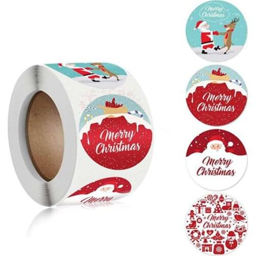 Cute 1.5Inch/38mm Cartoons Merry Christmas Thank You Sticker 500pcs for X'max Festival Party Children Gift Decor Scrapbooking