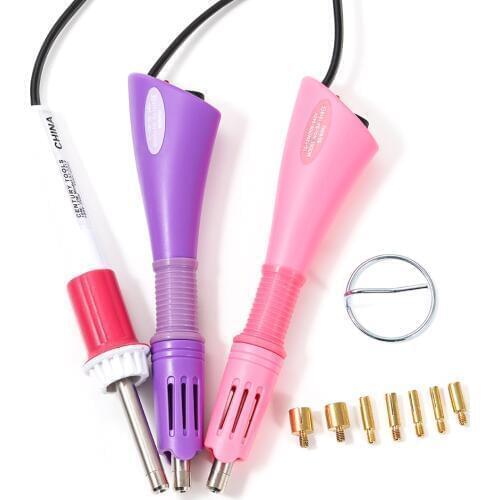 3 Color Replaceable Electric Heating Iron Fast Heated Hot Fix Rhinestones Glass Applicator for Costume Shoes Gem Decoration Tool